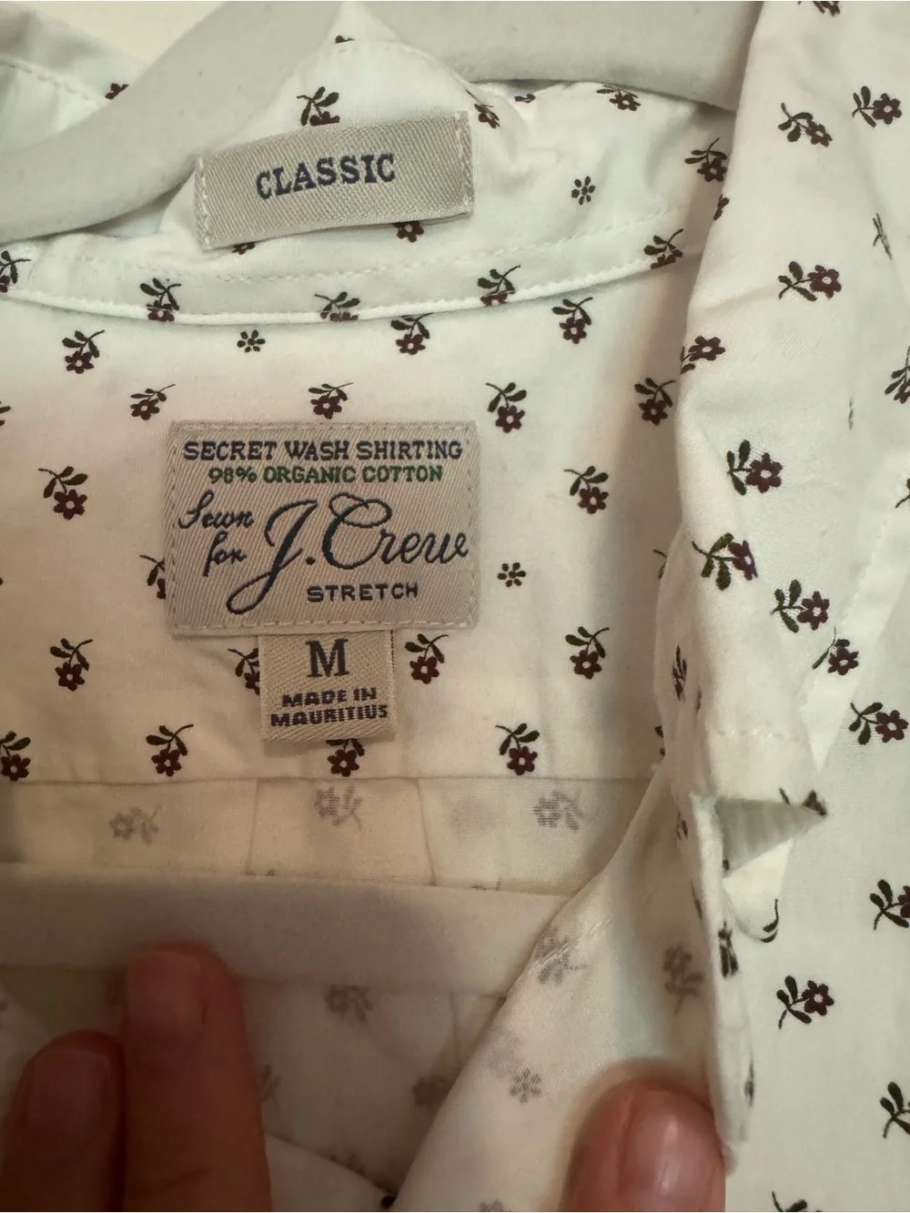 NWT J. Crew White Button-Down Shirt with Micro Floral Print M